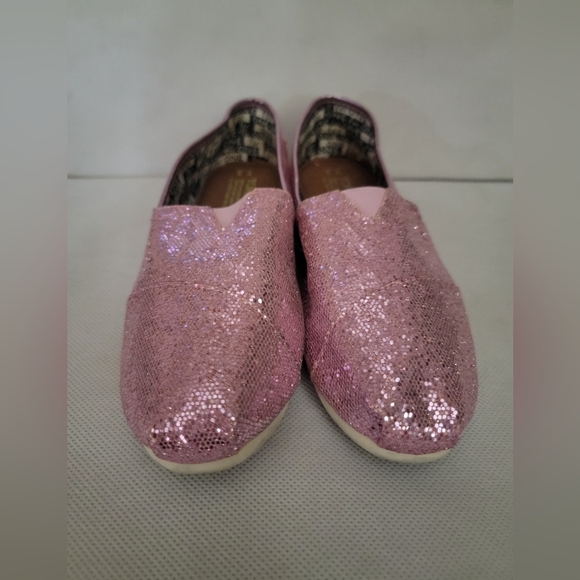 *YOUTH TOMS PINK SPARKLE FLATS SHOES (sz - Youth 3) - Picture 6 of 7